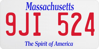 MA license plate 9JI524