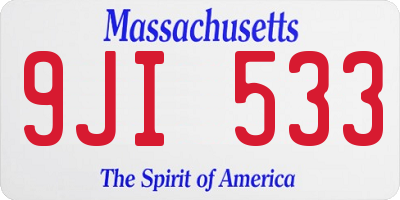 MA license plate 9JI533