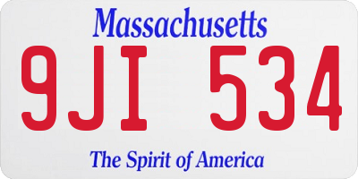 MA license plate 9JI534