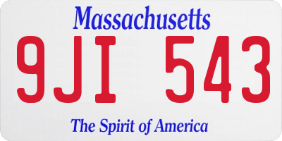 MA license plate 9JI543