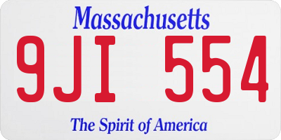 MA license plate 9JI554