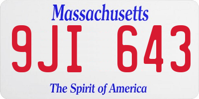 MA license plate 9JI643
