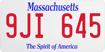 MA license plate 9JI645