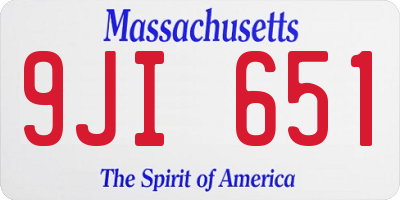 MA license plate 9JI651