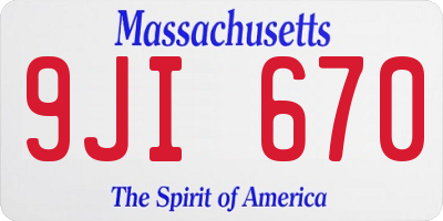 MA license plate 9JI670