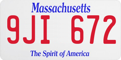 MA license plate 9JI672