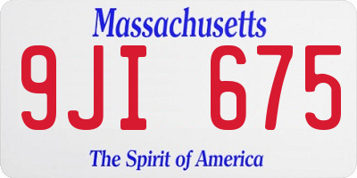 MA license plate 9JI675