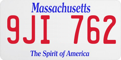 MA license plate 9JI762