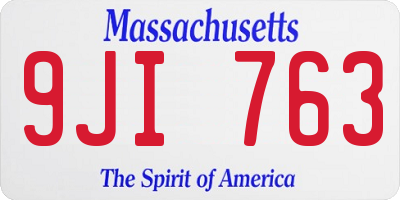 MA license plate 9JI763