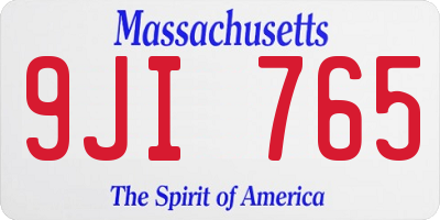MA license plate 9JI765