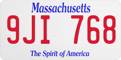 MA license plate 9JI768