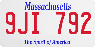 MA license plate 9JI792