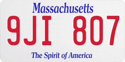 MA license plate 9JI807