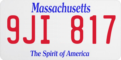 MA license plate 9JI817