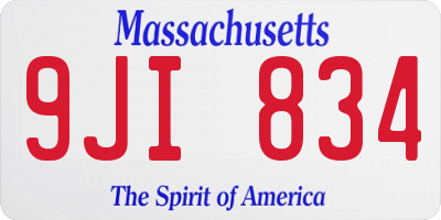 MA license plate 9JI834