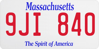 MA license plate 9JI840