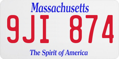 MA license plate 9JI874