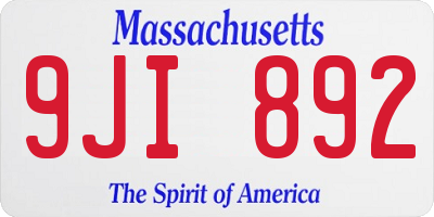 MA license plate 9JI892