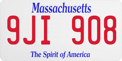 MA license plate 9JI908