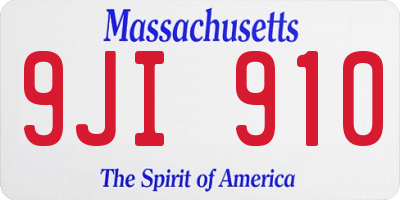 MA license plate 9JI910
