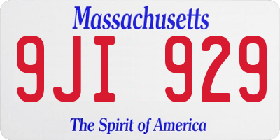 MA license plate 9JI929
