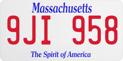 MA license plate 9JI958