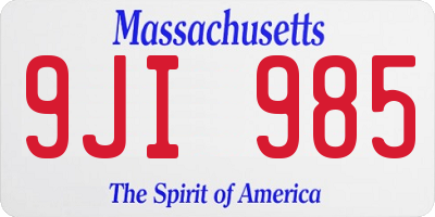 MA license plate 9JI985