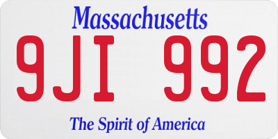 MA license plate 9JI992