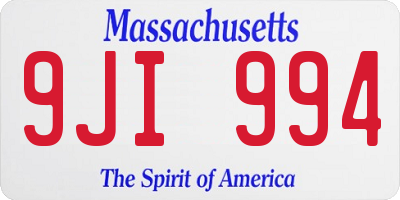 MA license plate 9JI994