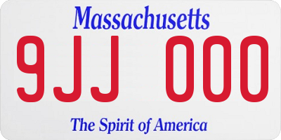 MA license plate 9JJ000