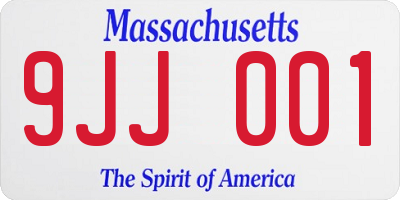 MA license plate 9JJ001