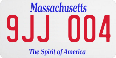MA license plate 9JJ004