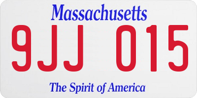 MA license plate 9JJ015