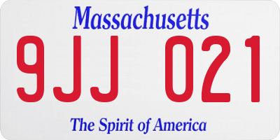 MA license plate 9JJ021