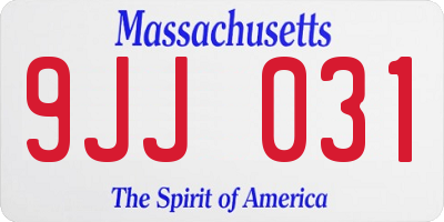MA license plate 9JJ031