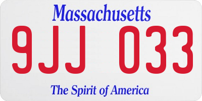 MA license plate 9JJ033