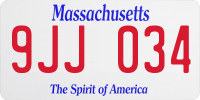 MA license plate 9JJ034