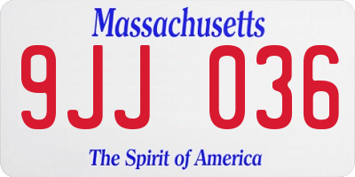 MA license plate 9JJ036