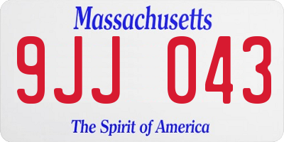 MA license plate 9JJ043