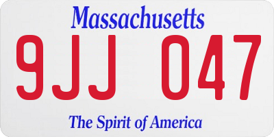 MA license plate 9JJ047
