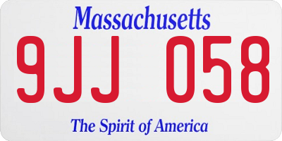 MA license plate 9JJ058