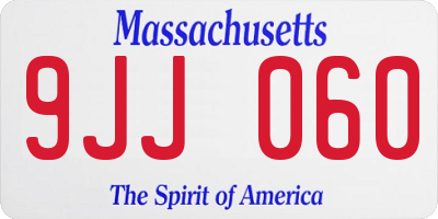 MA license plate 9JJ060