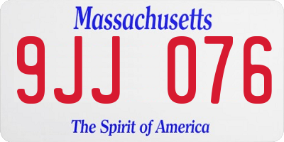 MA license plate 9JJ076