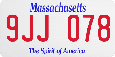MA license plate 9JJ078