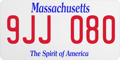 MA license plate 9JJ080