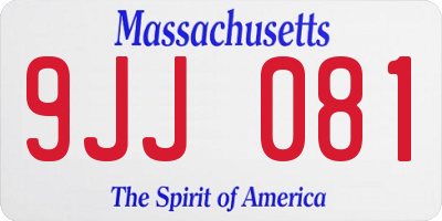 MA license plate 9JJ081