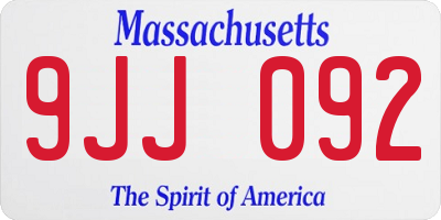 MA license plate 9JJ092
