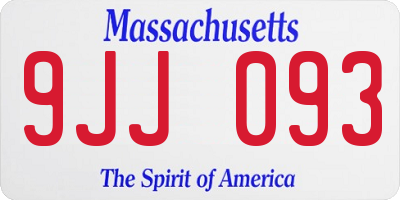 MA license plate 9JJ093