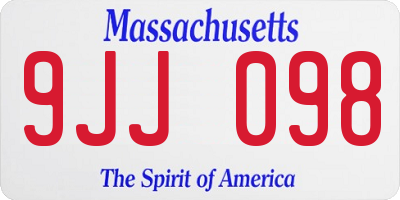 MA license plate 9JJ098