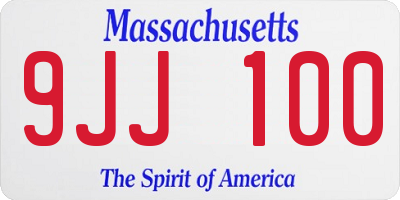 MA license plate 9JJ100